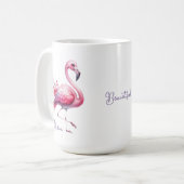 Flamant rose Rose Élégant Et Roses Nom Mug (Devant gauche)