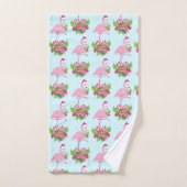 Flamant rose rose en Santa Hat avec Sucre de canne (Serviette à main)