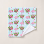 Flamant rose rose en Santa Hat avec Sucre de canne (Gant de toilette)