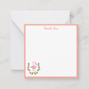 Flamant rose Rose Et Fleurs Merci Carte Note