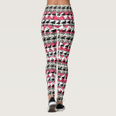 Flamant rose rose et noir Aztec Motif Leggings (Dos)