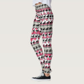 Flamant rose rose et noir Aztec Motif Leggings (Gauche)