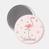 Flamant rose rose Fabrique aimant (Recto/Verso)