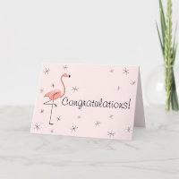 Flamant rose rose Félicitations! carte texte avant