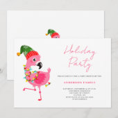 Flamant rose rose Fête de Noël Invitation (Devant / Derrière)