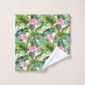 Flamant rose rose Feuille Jungle (Gant de toilette)