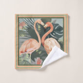Flamant rose rose Feuille tropical (Gant de toilette)