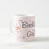 Flamant rose rose 'Fille d'anniversaire ! ' mug (Devant gauche)