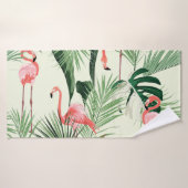 Flamant rose rose Fleurs exotiques Motif (Serviette de bain)
