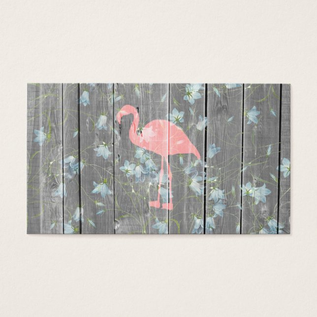 Flamant rose rose Floral Gris Rustique Bois Imprim (Devant)