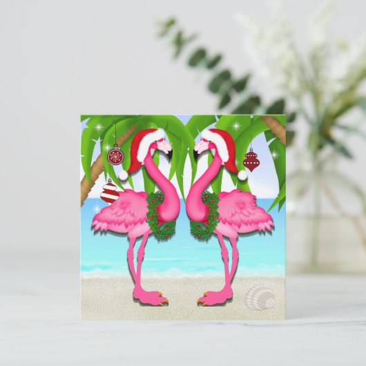 Flamant rose rose Fun Invitation #holidayZ (Debout devant)