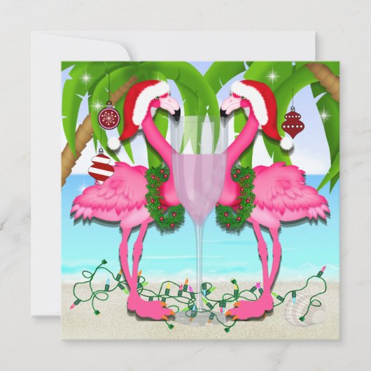 Flamant rose rose Fun Invitation #holidayZ (Devant)