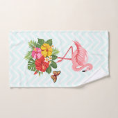Flamant rose rose & Hibiscus Tropical Fancy (Serviette à main)