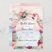 Flamant rose rose invitation à la douche nuptiale  (Devant / Derrière)