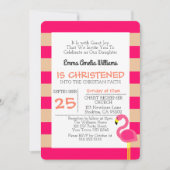 Flamant rose rose Invitation Baptême personnalisée (Devant)