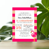 Flamant rose rose Invitation Baptême personnalisée