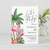Flamant rose rose Invitation d'anniversaire (Debout devant)