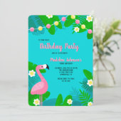 Flamant rose rose Invitation d'anniversaire (Debout devant)