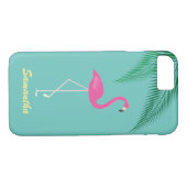 Flamant rose rose iPhone 7 Coque - turquoise (Dos (Horizontal))
