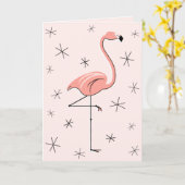 Flamant rose rose joyeuse carte de voeux d'anniver (Fleur jaune)