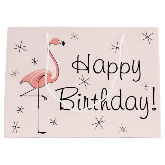 Flamant rose rose 'Joyeux anniversaire ! ' sac cad (Devant)