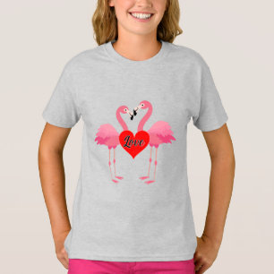 Flamant rose rose Love Design - T-shirt basique po