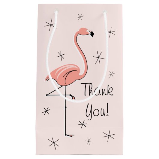 Flamant rose Rose "Merci" sac cadeau petit (Devant)