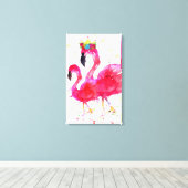 Flamant rose rose mignon avec toile de couronne 16 (Insitu (Plancher de Bois))