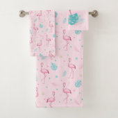 Flamant rose rose mignon et Motif Plante tropical (En situation)