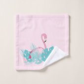 Flamant rose rose mignon et Motif Plante tropical (Gant de toilette)