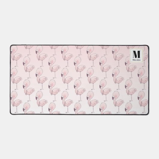 Flamant rose rose mignon Motif tropical Monogramme (Recto)
