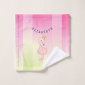Flamant rose rose mignon Ombre rayé (Gant de toilette)