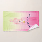 Flamant rose rose mignon Ombre rayé (Serviette à main)