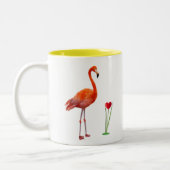 Flamant rose rose & Monogramme Mug à café à deux t (Gauche)