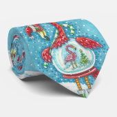 Flamant rose ROSE, NOËL BLANC CRAVATE GLOBE NEIGE (Roulé)