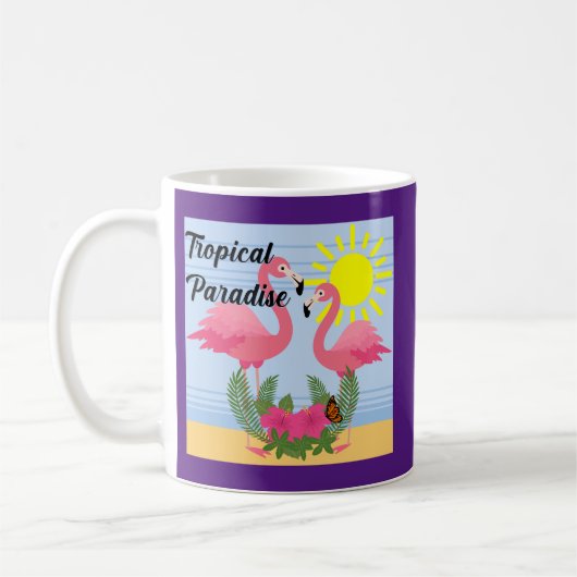 Flamant rose rose Paradis tropical - Mug classique (Gauche)