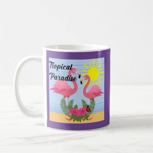 Flamant rose rose Paradis tropical - Mug classique (Gauche)