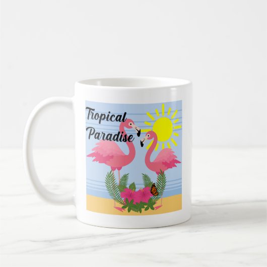 Flamant rose rose Paradis tropical - Mug classique (Gauche)