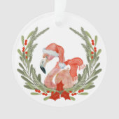 Flamant rose rose Père Noël Wreath Kids Ornement (devant)