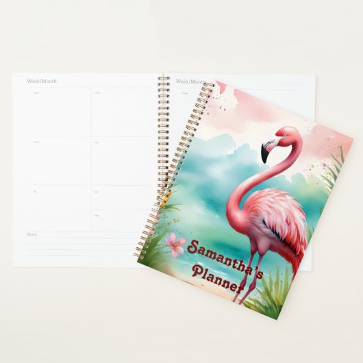 Flamant rose rose personnalisable, Flamant rose ro (Devant avec enveloppe)