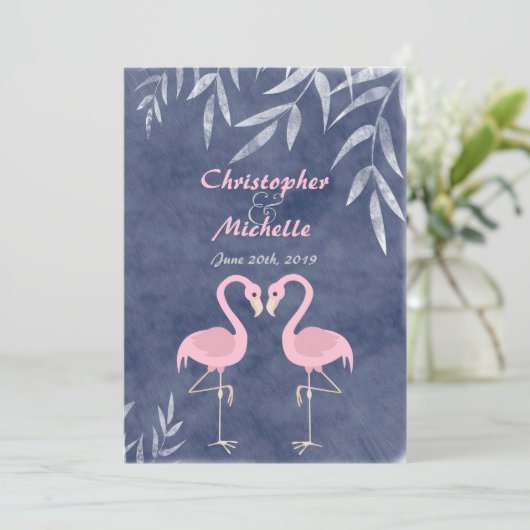 Flamant rose rose Plage tropicale Invitations de m (Debout devant)