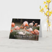 Flamant rose Rose Quittant La Carte D'Adieu Flock (Fleur jaune)