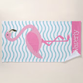 Flamant rose rose Serviette de plage personnalisée (Devant)