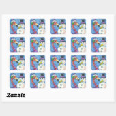 Flamant rose ROSE SNOWMAN CHRISTMAS STICKERS Carré (Feuille)