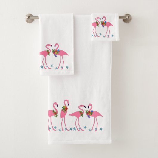 Flamant rose rose Starfish Set de serviettes de ba (En situation)