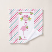 Flamant rose rose Sucres de canne Santa Hat et Hol (Gant de toilette)