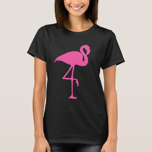 Flamant rose ROSE sur Débardeurs noirs (Devant)