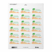 Flamant rose rose sur la plage des Étiquettes de a (Feuille entière)