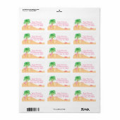 Flamant rose rose sur la plage des Étiquettes de a (Feuille entière)