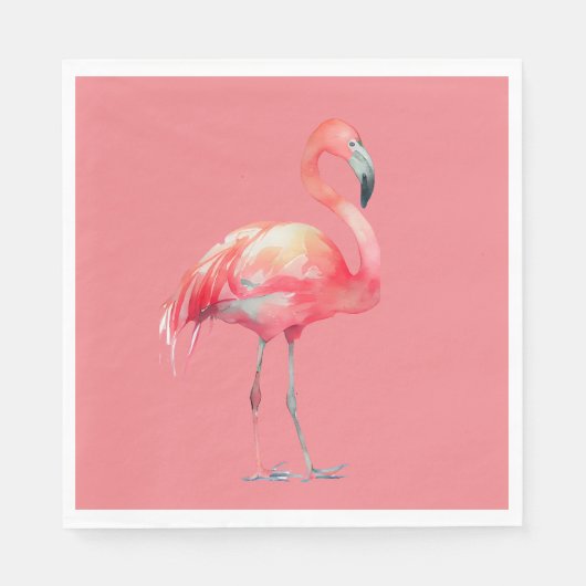 Flamant rose rose sur serviettes en papier rose (Devant)